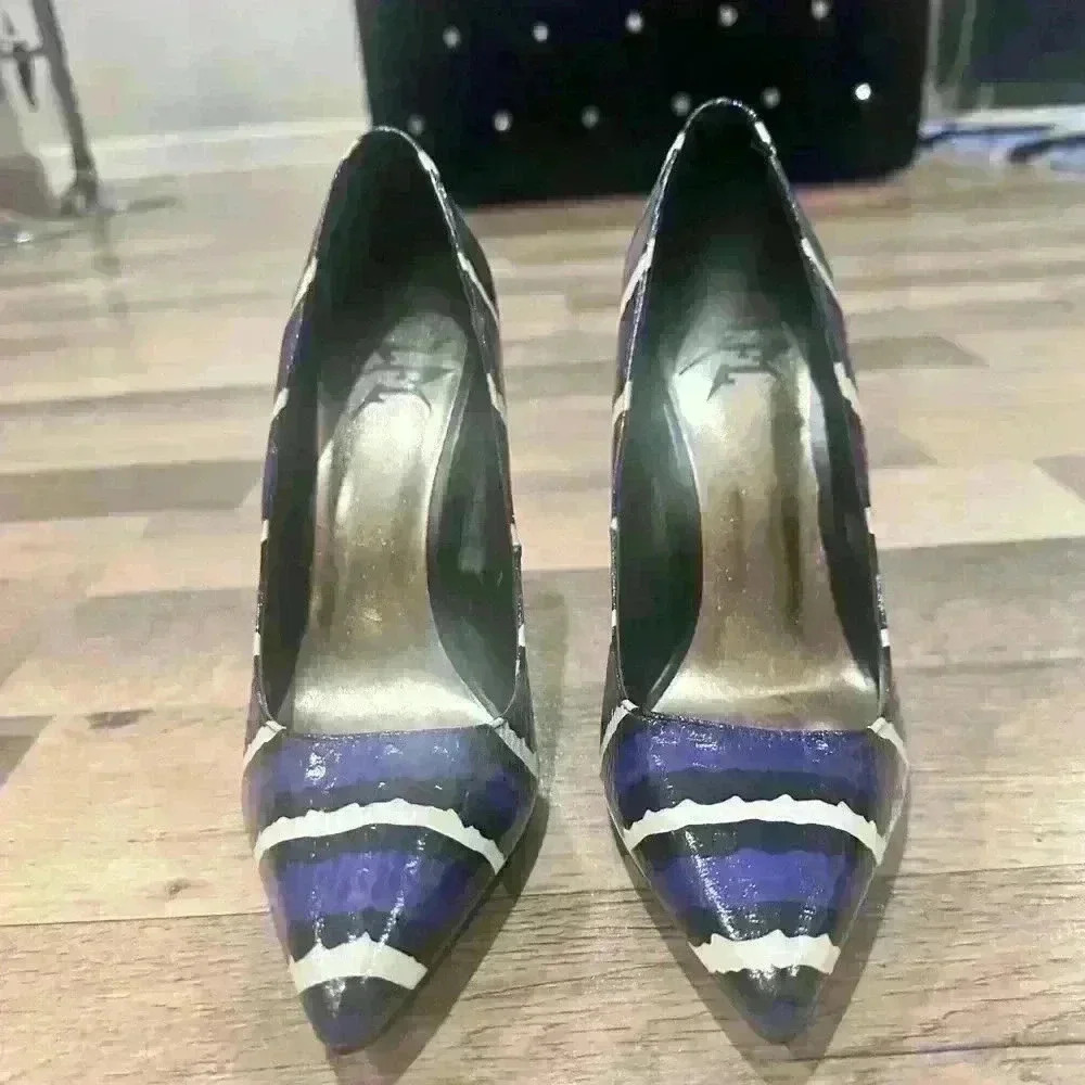 7.5 L- Elektrik heel shoes black/purple and white - Picture 4 of 7